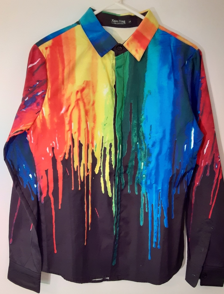 XUAN YING Collection, Paint Drip Shirt, Boys Size L.